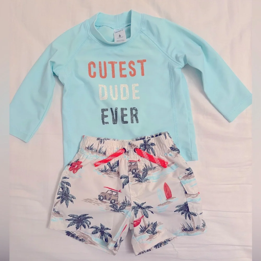 Carter’s Baby Boy - 5 pc Summer Set (shorts/tee/swimsuit) 6 MONTHS - Picture 4 of 4